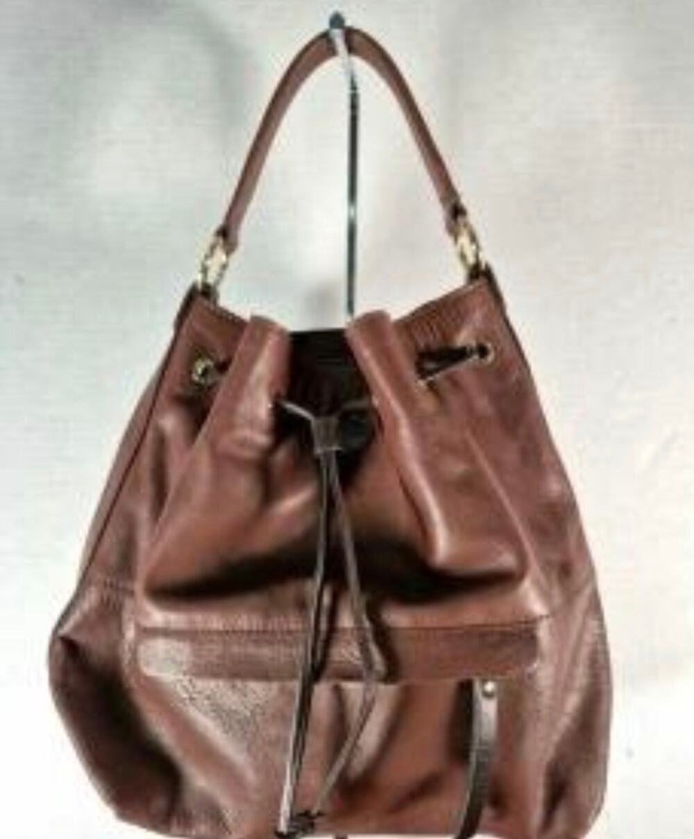 A BELLUCCI XL GENUINE LEATHER SETA LEATHER DRAWSTRING TOTE BAG